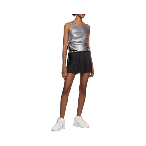 Drawstring-Detail Metallic Vest