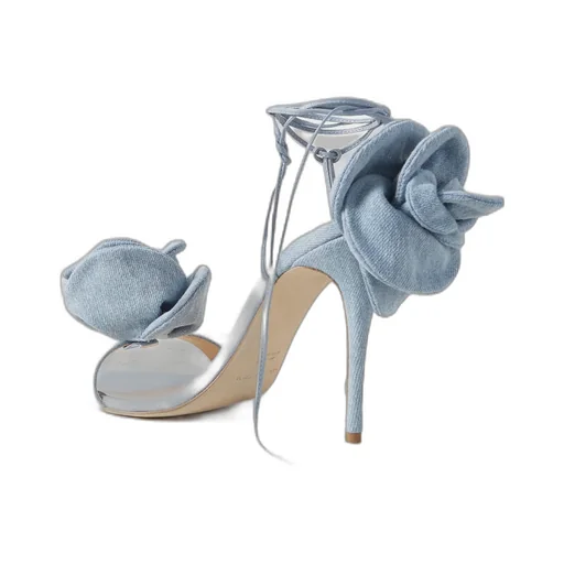 Floral Decal High-Heeled Sandals