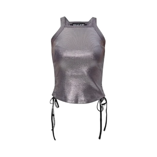 Drawstring-Detail Metallic Vest