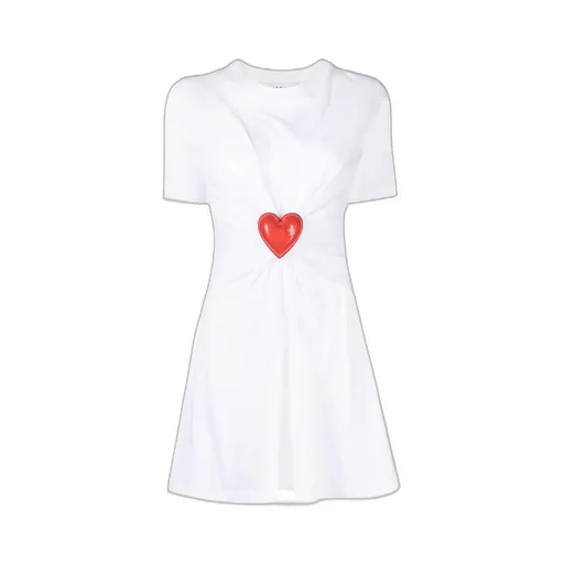 Heart-Shaped Decal Pleated T-Shirt Dress