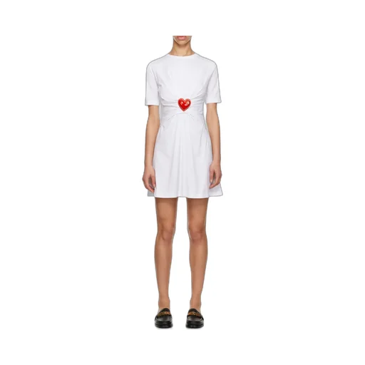 Heart-Shaped Decal Pleated T-Shirt Dress