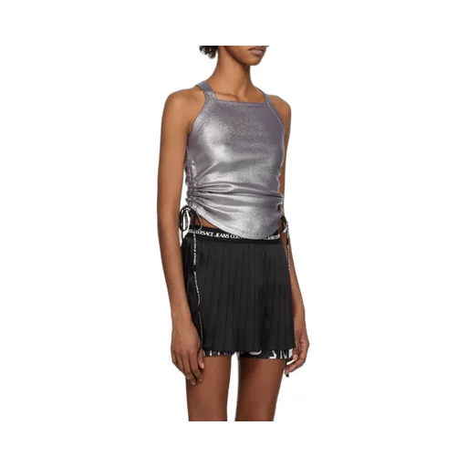 Drawstring-Detail Metallic Vest