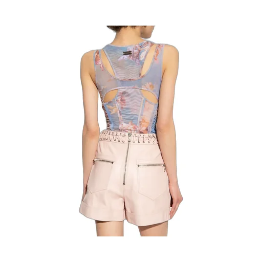 Sky-Print Tulle Bodysuit