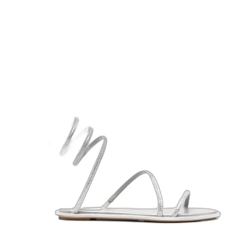 René Caovilla Cleo Embellished Round Toe Flat Sandals