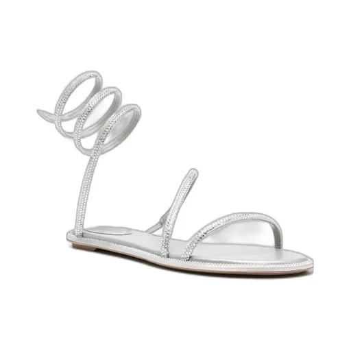René Caovilla Cleo Embellished Round Toe Flat Sandals