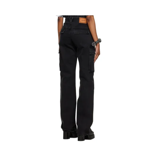 High-Waisted Washed Denim Trousers