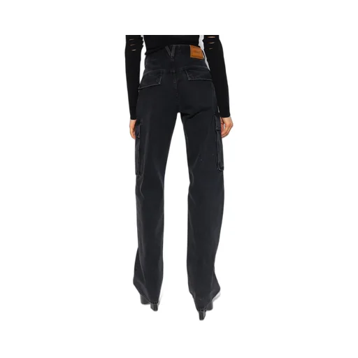 High-Waisted Washed Denim Trousers
