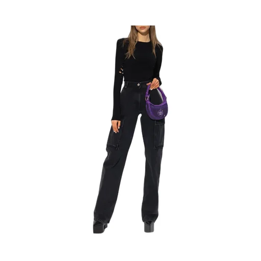 High-Waisted Washed Denim Trousers