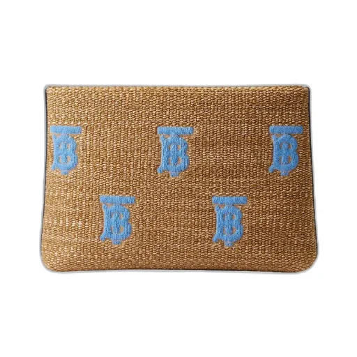 Burberry Monogram Embroidered Zip Clutch Bag
