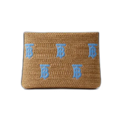 Burberry Monogram Embroidered Zip Clutch Bag