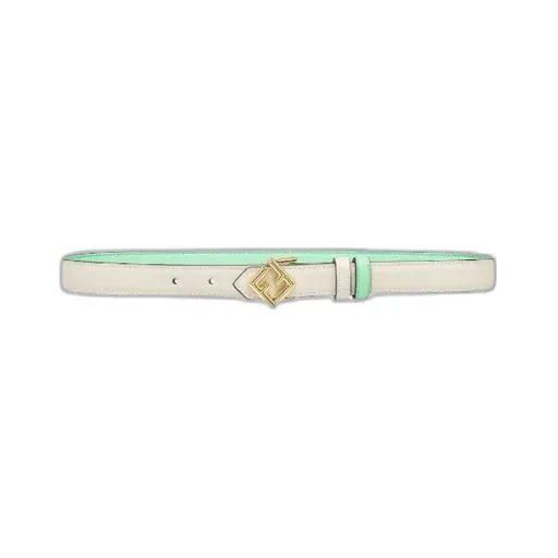 White And Green Leather Reversible Belt