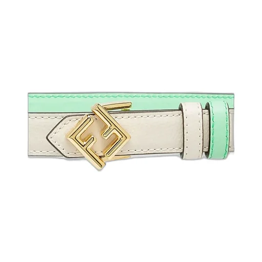 White And Green Leather Reversible Belt