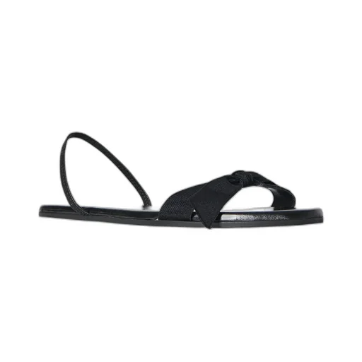 Bow-Embellished Faux-Leather Slingback Sandals