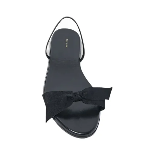 Bow-Embellished Faux-Leather Slingback Sandals