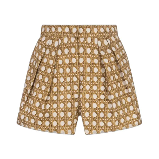 Giambattista Valli Vienna Straw High Waist Pleated Shorts