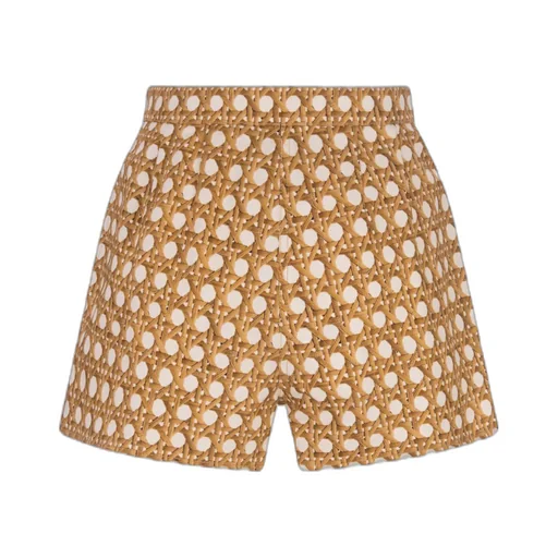 Giambattista Valli Vienna Straw High Waist Pleated Shorts