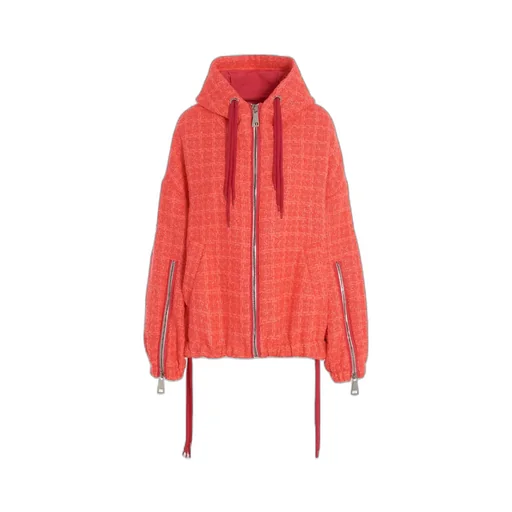 Tweed Drawstring Hood Jacket