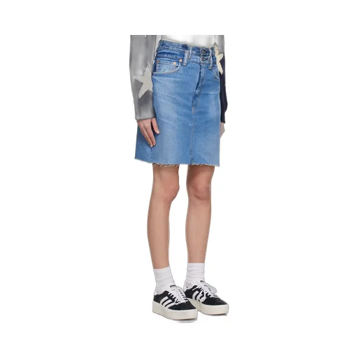 Re/Done Double Waisted Denim Skirt