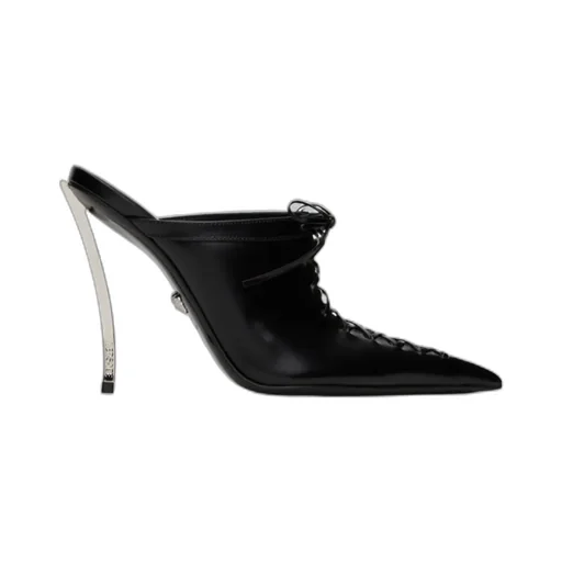 110Mm Lace-Up Leather Mules
