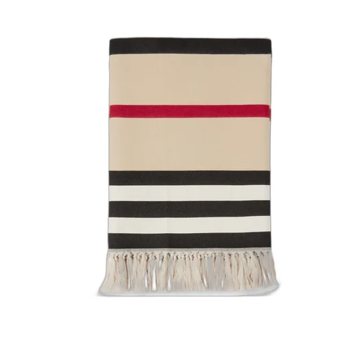 Burberry Striped Intarsia Fringed Scarf