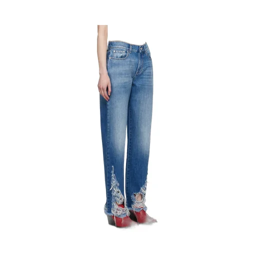 Stella Mccartney Distressed Straight-Leg Jeans