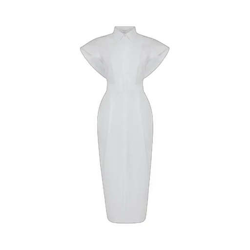 Alexander Mcqueen Short-Sleeved Buttoned Midi Dress