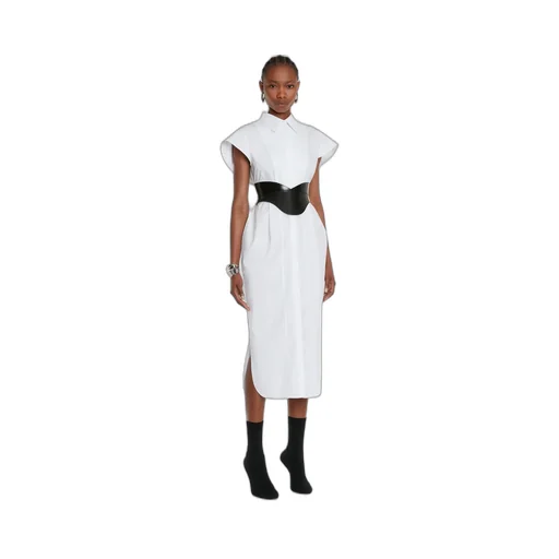 Alexander Mcqueen Short-Sleeved Buttoned Midi Dress