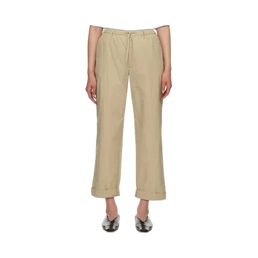 Elasticated-Waist Straight-Leg Trousers