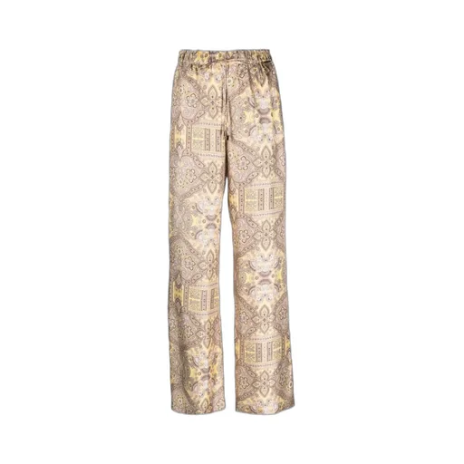 Baroque-Print Silk Trousers
