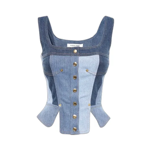 Regenerated Denim Bustier Top