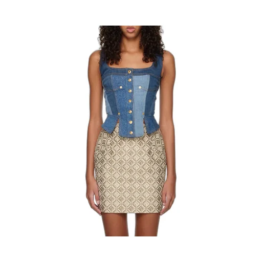 Regenerated Denim Bustier Top