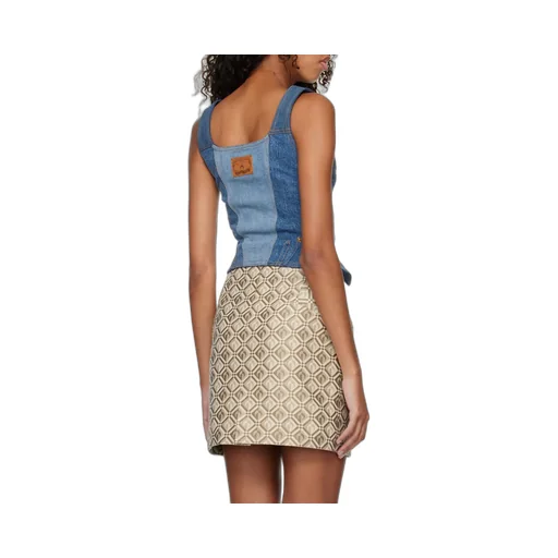 Regenerated Denim Bustier Top