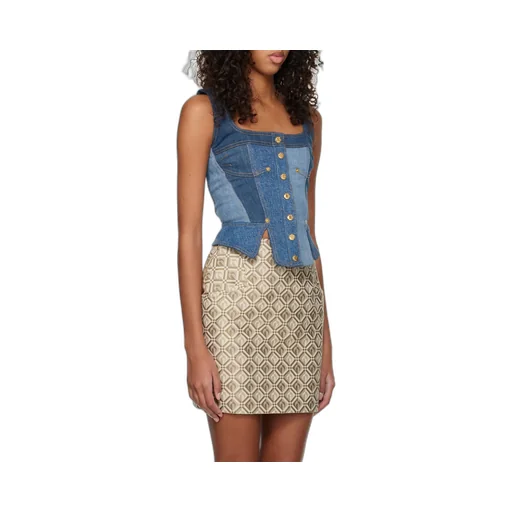 Regenerated Denim Bustier Top