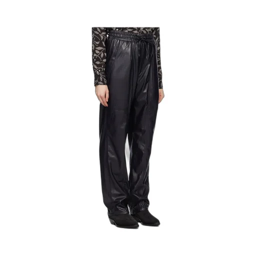 Faux-Leather Straight Trousers