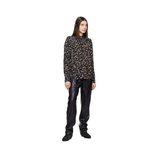 Faux-Leather Straight Trousers