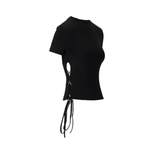 Lace-Up Cotton T-Shirt