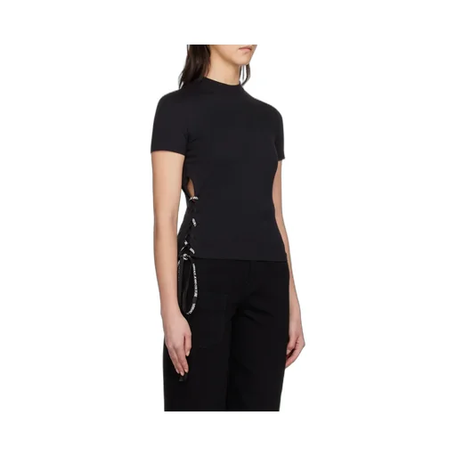 Lace-Up Cotton T-Shirt