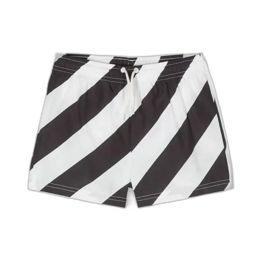 Stripe-Pattern Swim Shorts