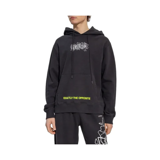 Off-White Drawstring Long-Sleeved Hoodie