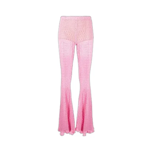 Blumarine Crochet-Knit Scallop-Edge Flared Pants