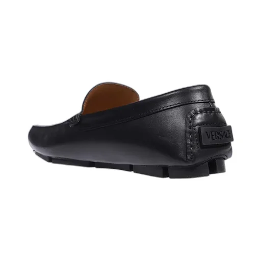 Studded Greca Leather Loafers