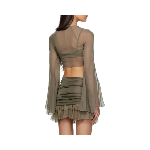 V-Neck Translucent Blouse