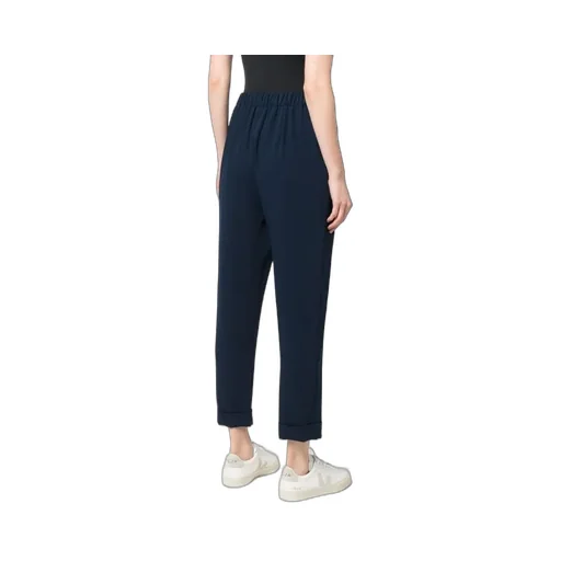 Elasticated-Waist Tapered Trousers