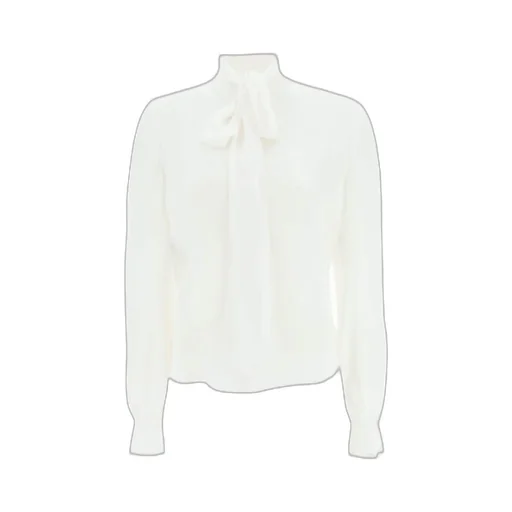 Pussy-Bow Collar Silk Blouse