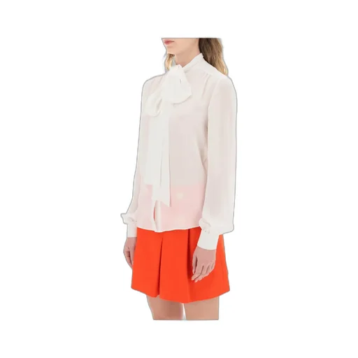 Pussy-Bow Collar Silk Blouse