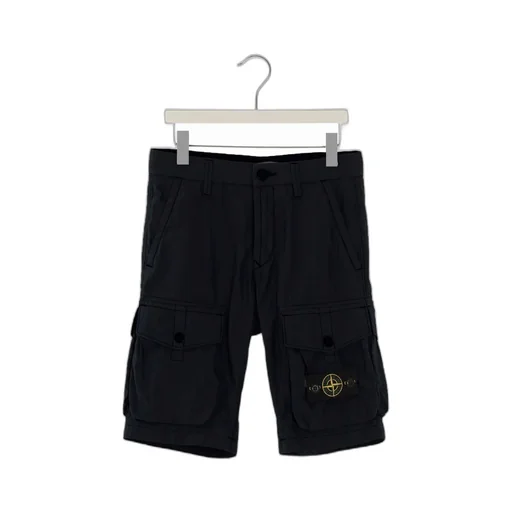 Stone Island Junior Logo-Patch Straight Leg Shorts