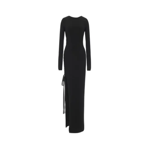 Saint Laurent Lace-Up Long-Sleeved Dress