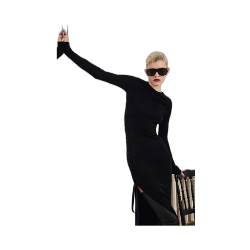 Saint Laurent Lace-Up Long-Sleeved Dress