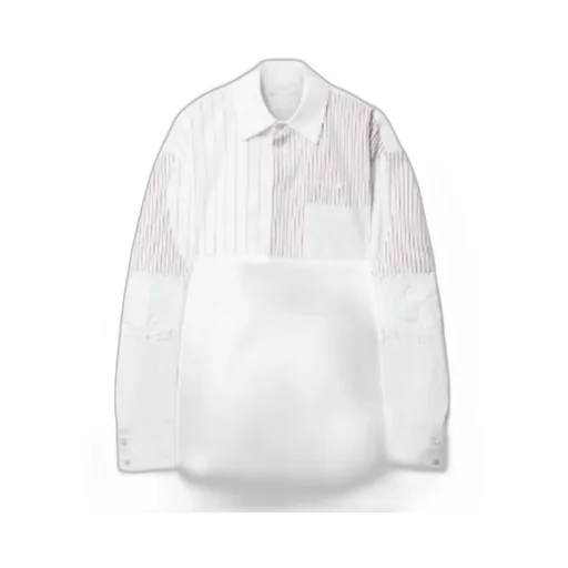 Off-White Striped Long-Sleeved Cropped Shirt