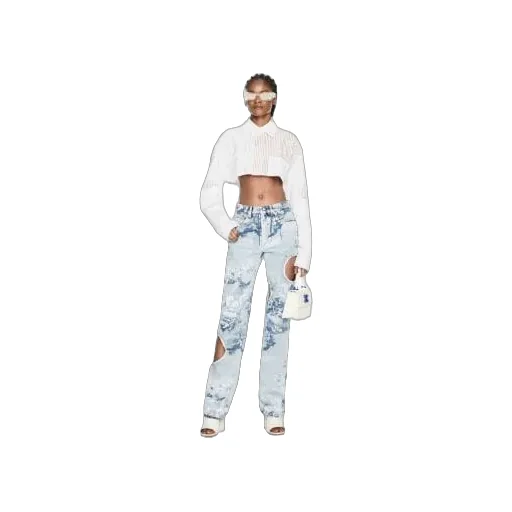 Off-White Striped Long-Sleeved Cropped Shirt